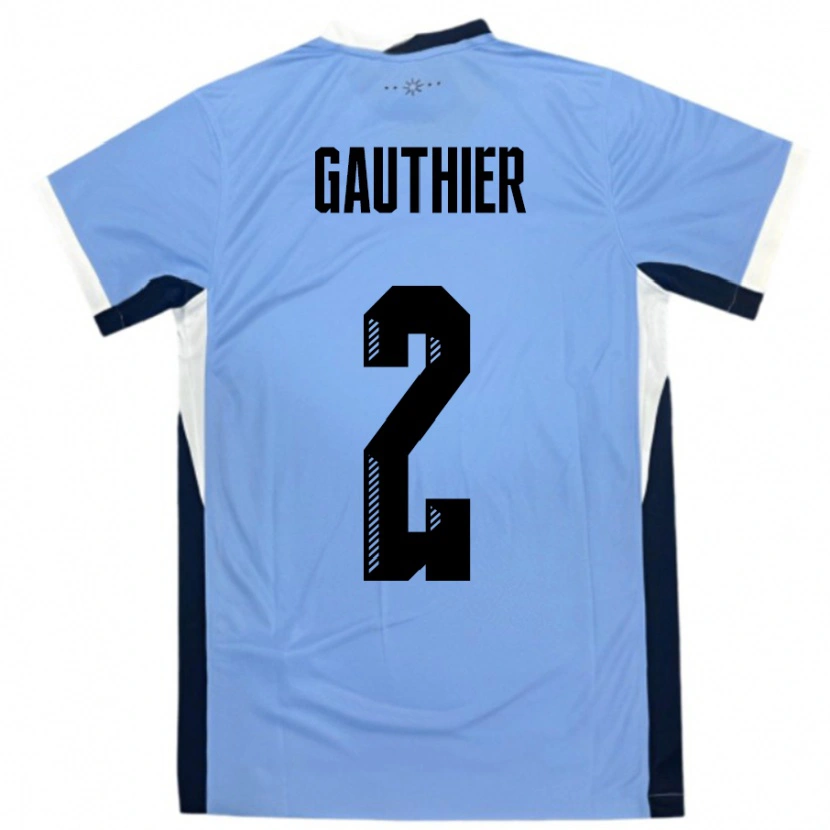 Danxen Enfant Maillot Uruguay Valentin Gauthier #2 Blanc Noir Tenues Domicile 24-26 T-Shirt
