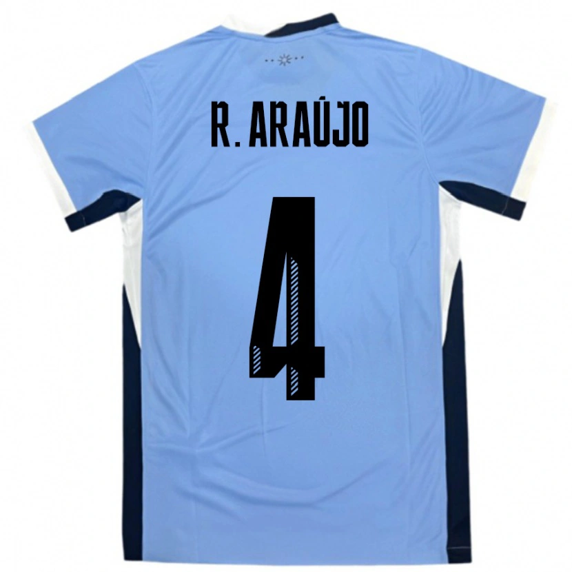 Danxen Enfant Maillot Uruguay Ronald Araujo #4 Blanc Noir Tenues Domicile 24-26 T-Shirt