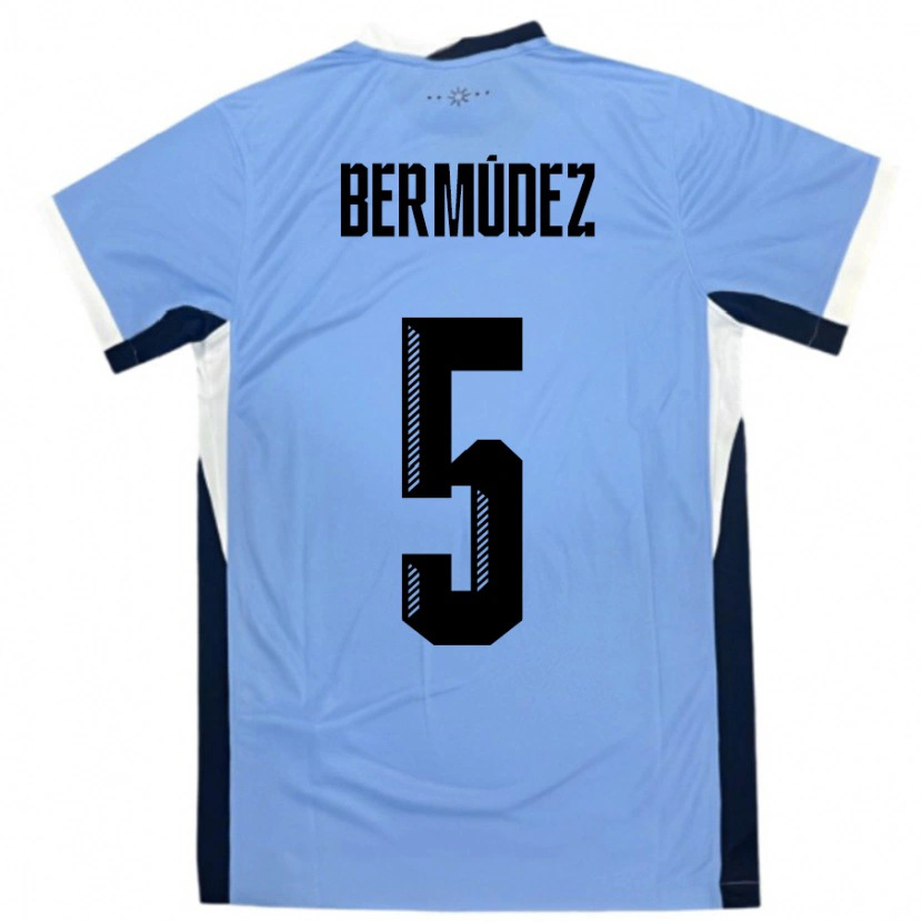 Danxen Enfant Maillot Uruguay Karol Bermudez #5 Blanc Noir Tenues Domicile 24-26 T-Shirt