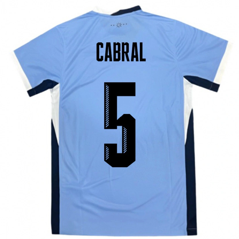Danxen Enfant Maillot Uruguay Maximo Cabral #5 Blanc Noir Tenues Domicile 24-26 T-Shirt