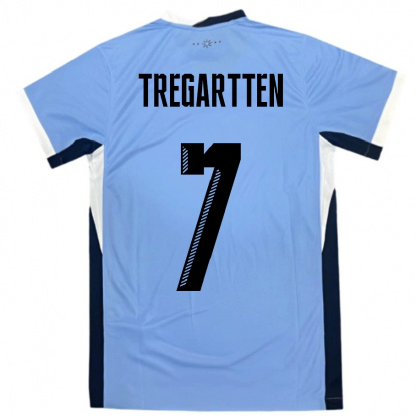 Danxen Enfant Maillot Uruguay Stephanie Tregartten #7 Blanc Noir Tenues Domicile 24-26 T-Shirt