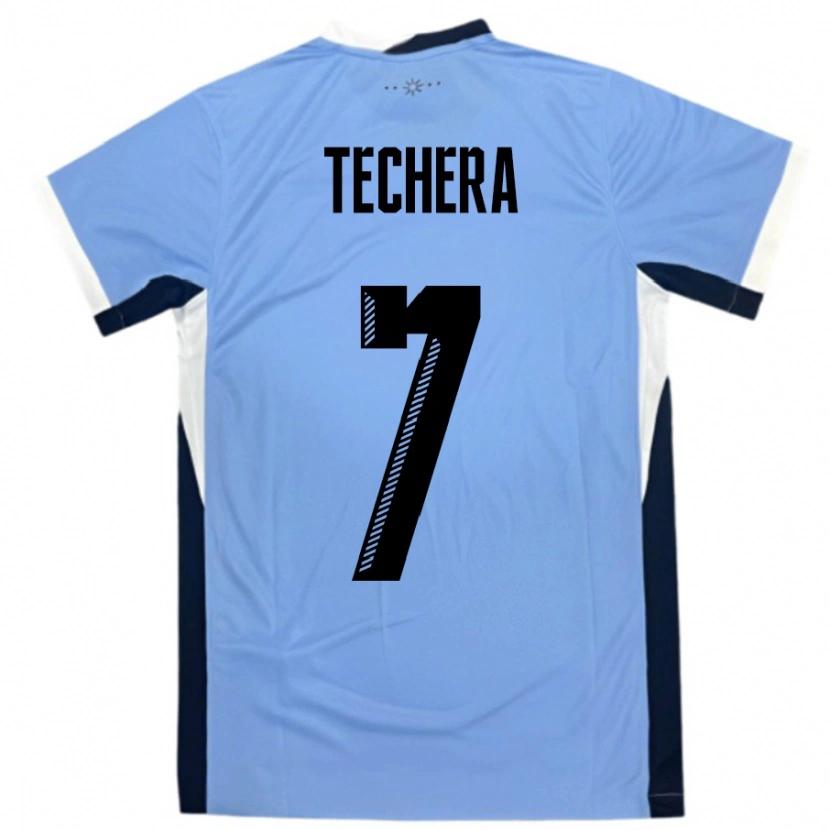 Danxen Enfant Maillot Uruguay Facundo Techera #7 Blanc Noir Tenues Domicile 24-26 T-Shirt