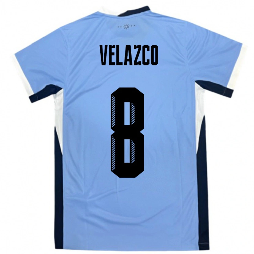 Danxen Enfant Maillot Uruguay Ximena Velazco #8 Blanc Noir Tenues Domicile 24-26 T-Shirt