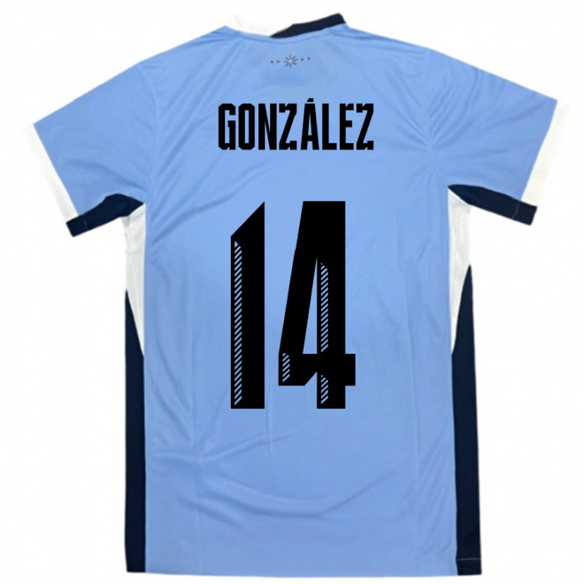 Danxen Enfant Maillot Uruguay Pilar Gonzalez #14 Blanc Noir Tenues Domicile 24-26 T-Shirt