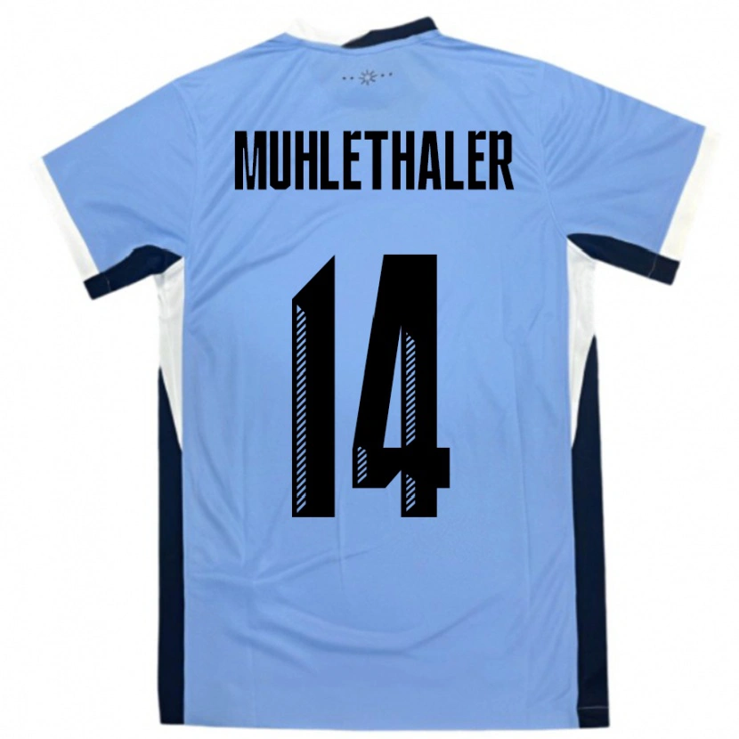 Danxen Enfant Maillot Uruguay Stiven Muhlethaler #14 Blanc Noir Tenues Domicile 24-26 T-Shirt