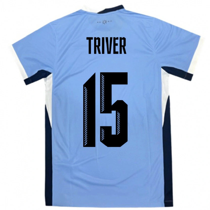Danxen Enfant Maillot Uruguay Francisco Triver #15 Blanc Noir Tenues Domicile 24-26 T-Shirt