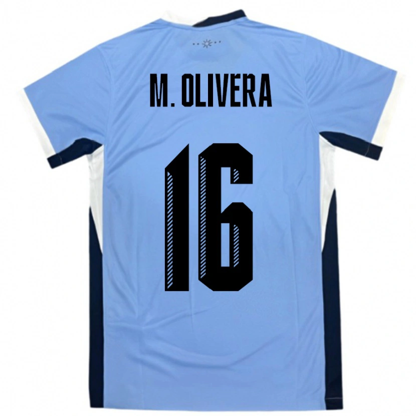 Danxen Enfant Maillot Uruguay Mathias Olivera #16 Blanc Noir Tenues Domicile 24-26 T-Shirt