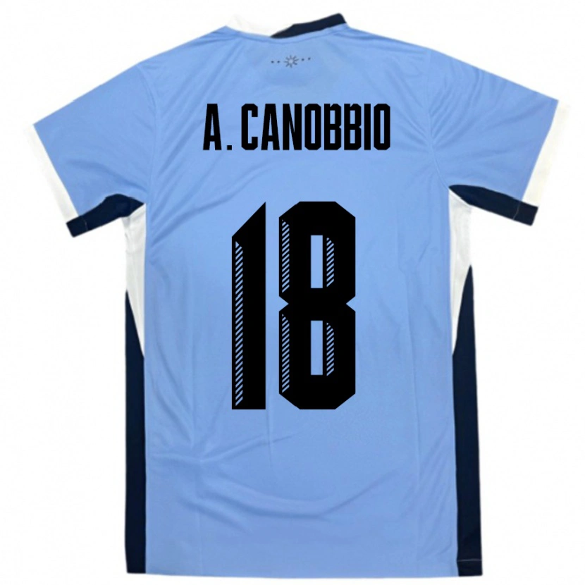 Danxen Enfant Maillot Uruguay Agustin Canobbio #18 Blanc Noir Tenues Domicile 24-26 T-Shirt