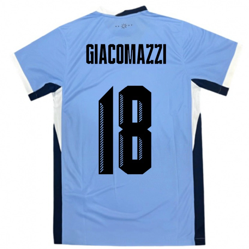 Danxen Enfant Maillot Uruguay Sebastian Giacomazzi #18 Blanc Noir Tenues Domicile 24-26 T-Shirt