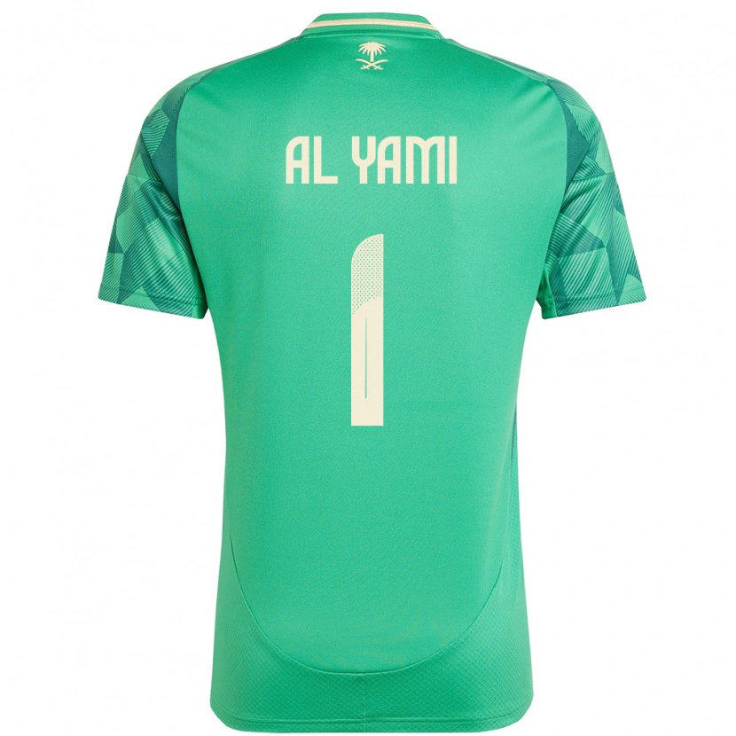Danxen Enfant Maillot Arabie Saoudite Mohammed Al-Yami #1 Vert Tenues Domicile 24-26 T-Shirt