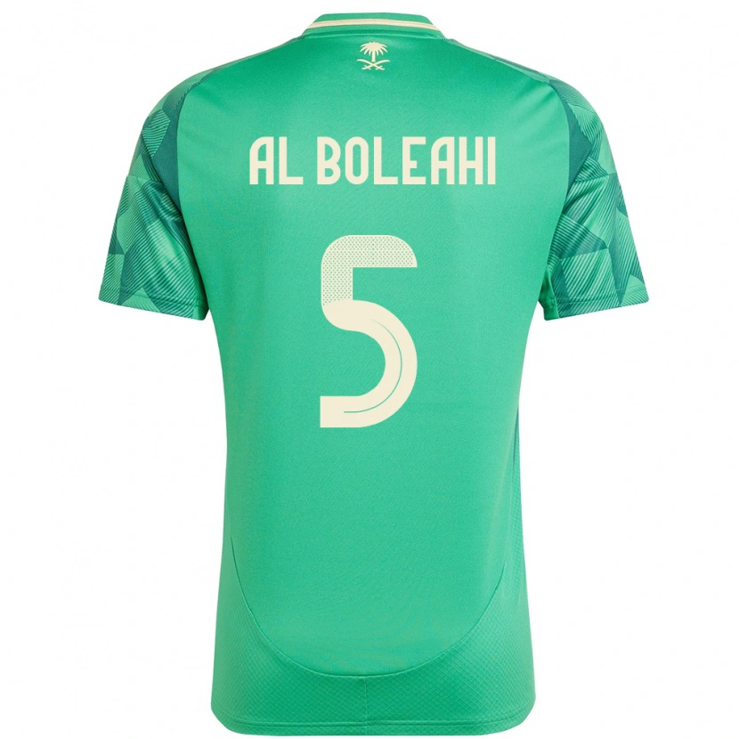Danxen Enfant Maillot Arabie Saoudite Ali Al-Bulayhi #5 Vert Tenues Domicile 24-26 T-Shirt