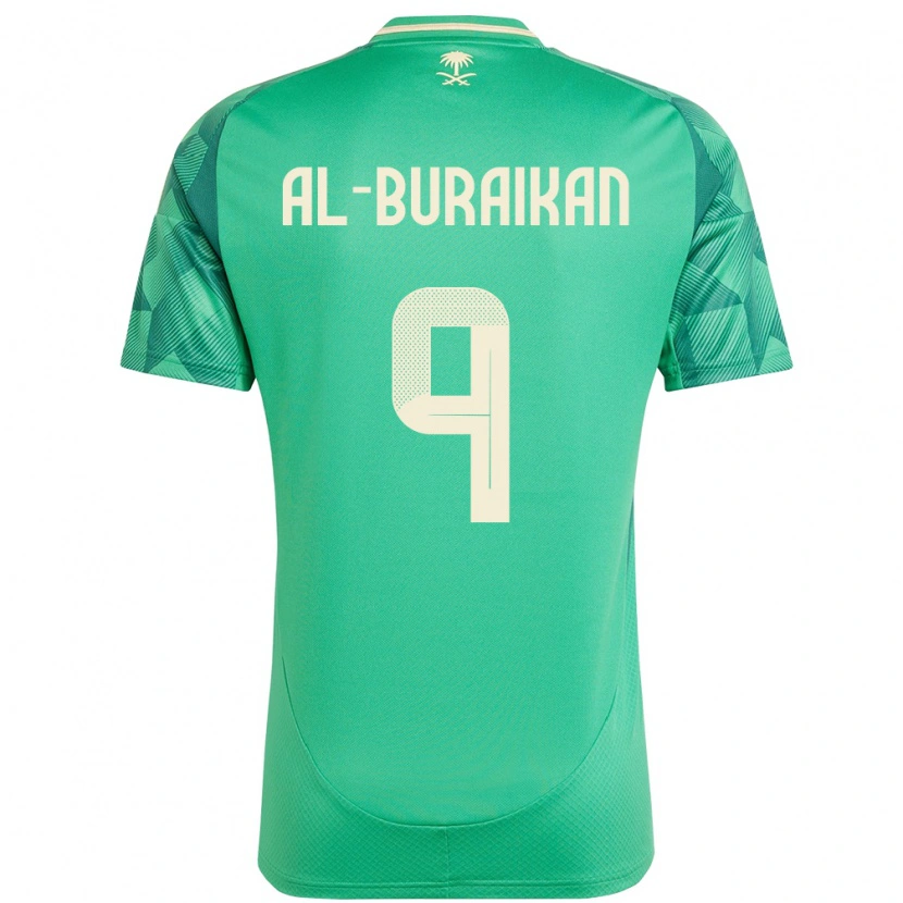 Danxen Enfant Maillot Arabie Saoudite Firas Al-Buraikan #9 Vert Tenues Domicile 24-26 T-Shirt