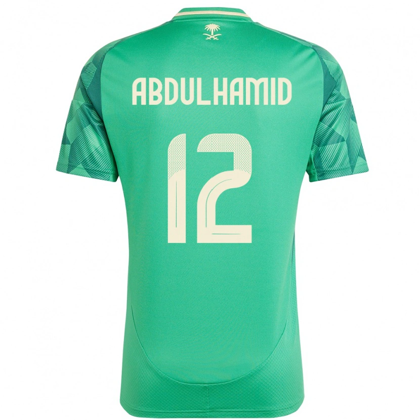 Danxen Enfant Maillot Arabie Saoudite Saud Abdulhamid #12 Vert Tenues Domicile 24-26 T-Shirt
