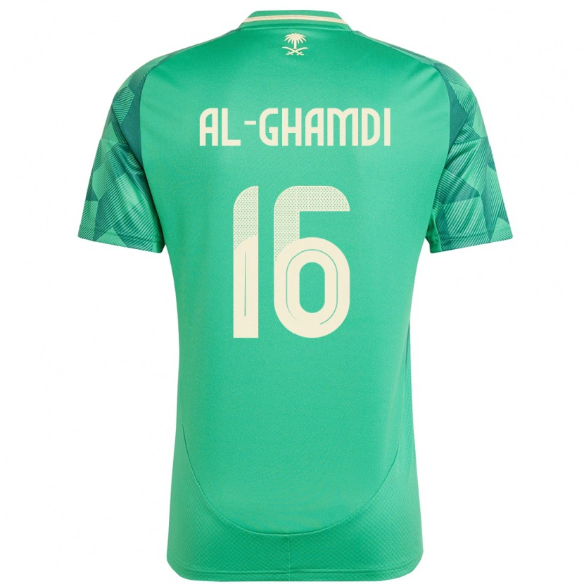 Danxen Enfant Maillot Arabie Saoudite Faisal Al-Ghamdi #16 Vert Tenues Domicile 24-26 T-Shirt