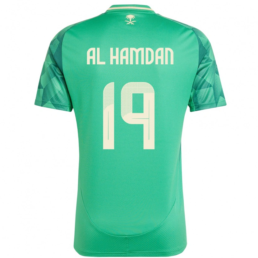 Danxen Enfant Maillot Arabie Saoudite Abdullah Al-Hamdan #19 Vert Tenues Domicile 24-26 T-Shirt