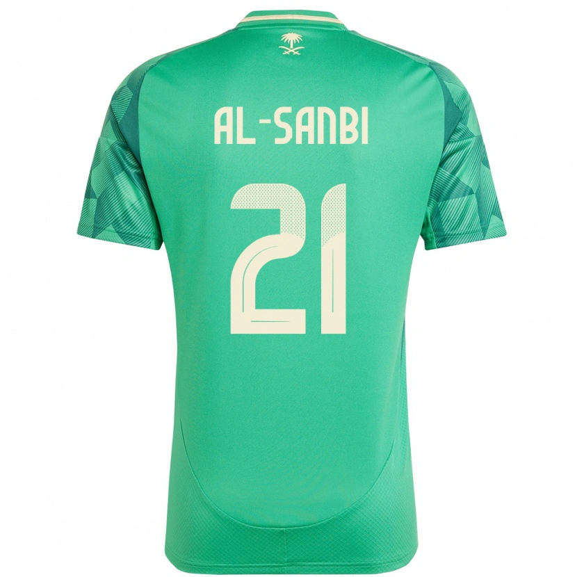 Danxen Enfant Maillot Arabie Saoudite Abdulrahman Al-Sanbi #21 Vert Tenues Domicile 24-26 T-Shirt