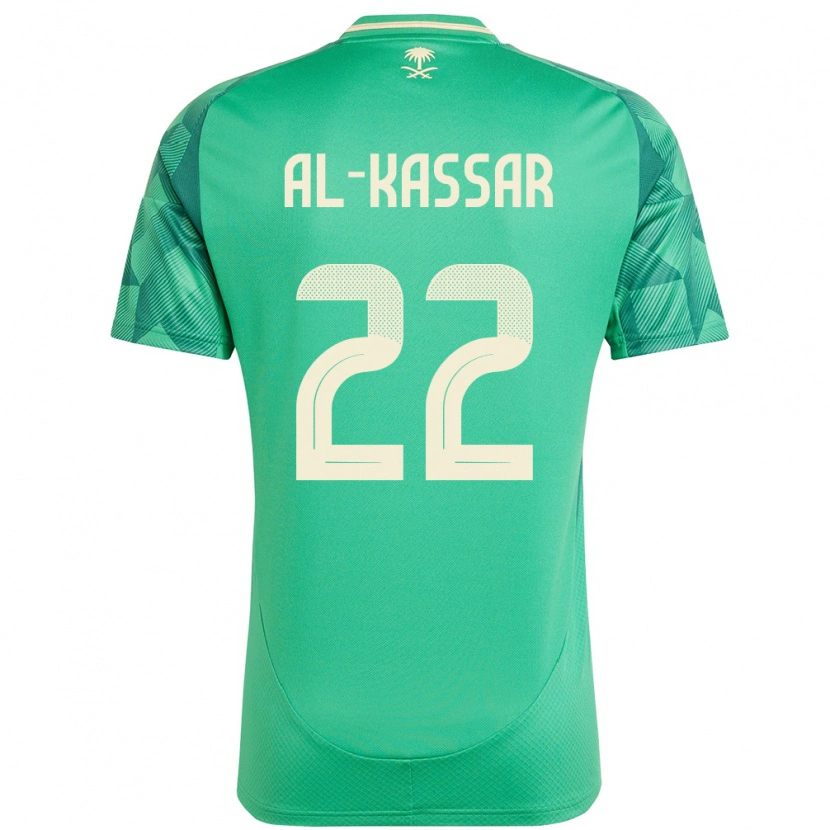 Danxen Enfant Maillot Arabie Saoudite Ahmed Al-Kassar #22 Vert Tenues Domicile 24-26 T-Shirt