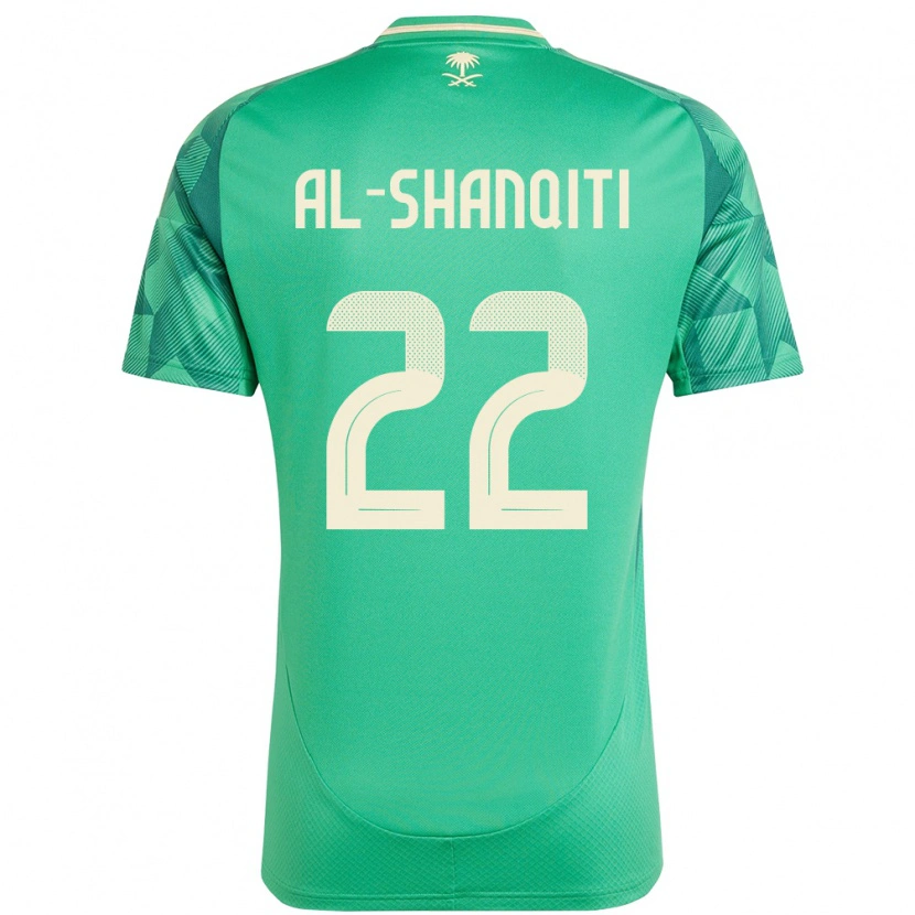 Danxen Enfant Maillot Arabie Saoudite Hamed Al-Shanqiti #22 Vert Tenues Domicile 24-26 T-Shirt