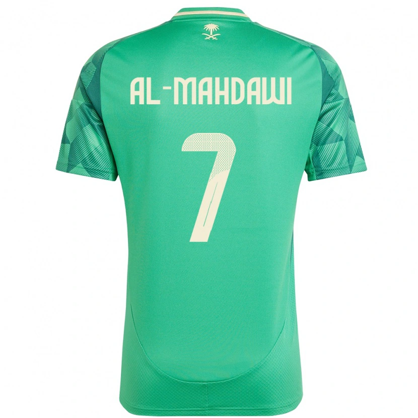 Danxen Enfant Maillot Arabie Saoudite Ali Al-Mahdawi #7 Vert Tenues Domicile 24-26 T-Shirt