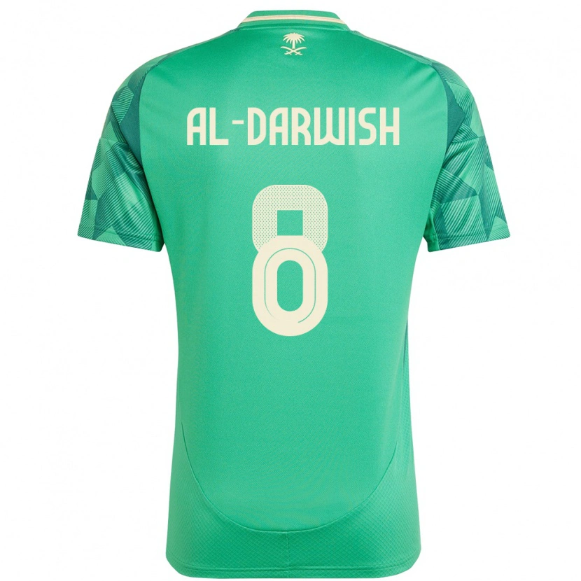Danxen Enfant Maillot Arabie Saoudite Mohammed Al-Darwish #8 Vert Tenues Domicile 24-26 T-Shirt