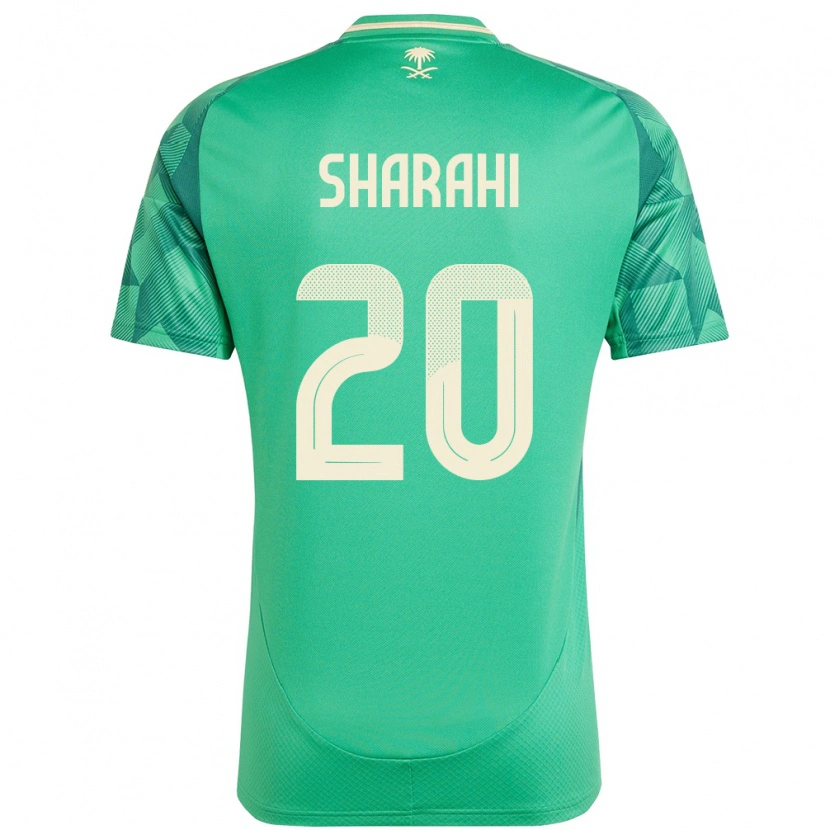 Danxen Enfant Maillot Arabie Saoudite Anwar Sharahi #20 Vert Tenues Domicile 24-26 T-Shirt