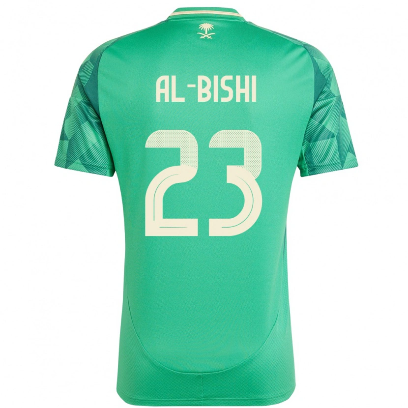 Danxen Enfant Maillot Arabie Saoudite Abdullah Al-Bishi #23 Vert Tenues Domicile 24-26 T-Shirt