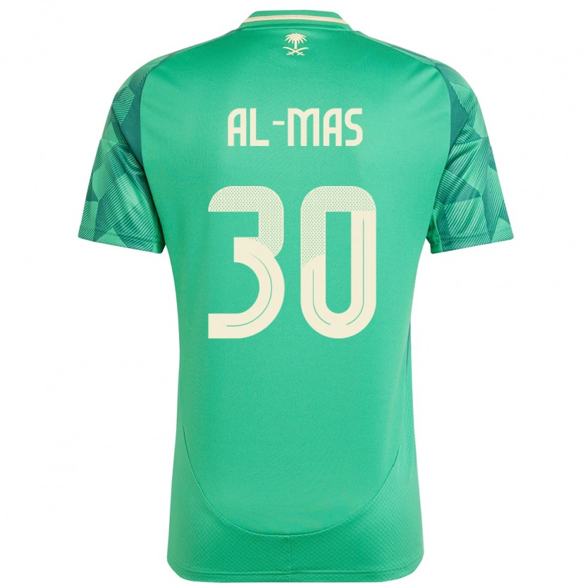 Danxen Enfant Maillot Arabie Saoudite Abdullah Al-Mas #30 Vert Tenues Domicile 24-26 T-Shirt