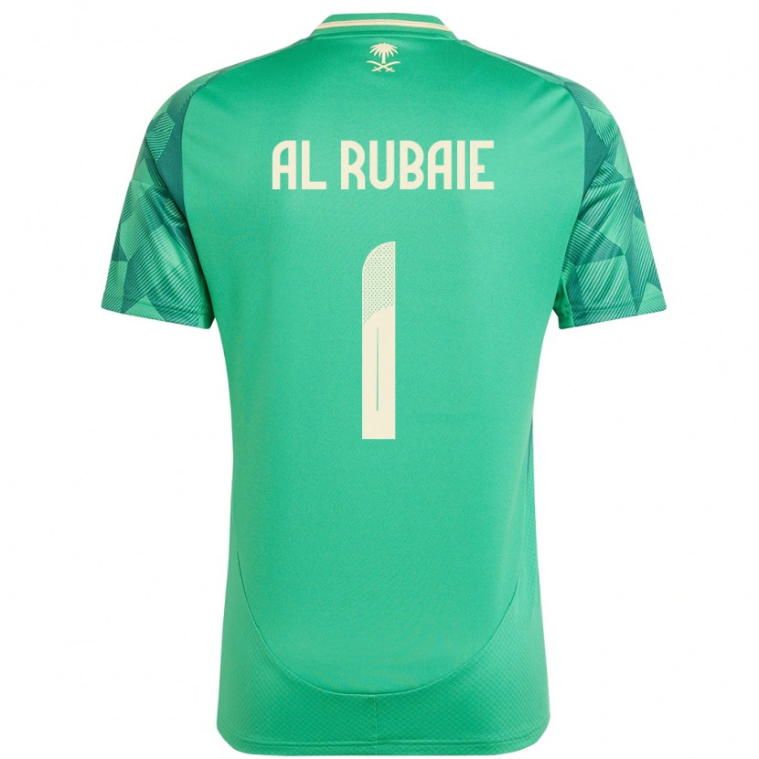 Danxen Enfant Maillot Arabie Saoudite Mohammed Al Rubaie #1 Vert Tenues Domicile 24-26 T-Shirt