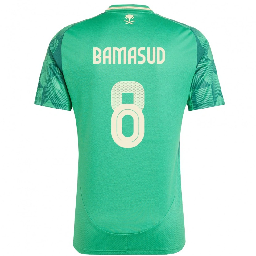 Danxen Enfant Maillot Arabie Saoudite Ahmed Bamasud #8 Vert Tenues Domicile 24-26 T-Shirt