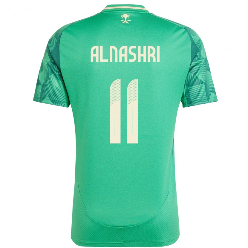 Danxen Enfant Maillot Arabie Saoudite Awad Alnashri #11 Vert Tenues Domicile 24-26 T-Shirt