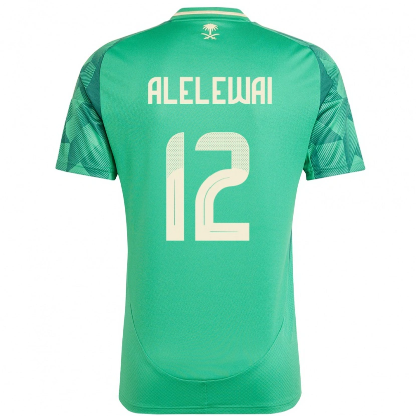 Danxen Enfant Maillot Arabie Saoudite Abdulaziz Alelewai #12 Vert Tenues Domicile 24-26 T-Shirt