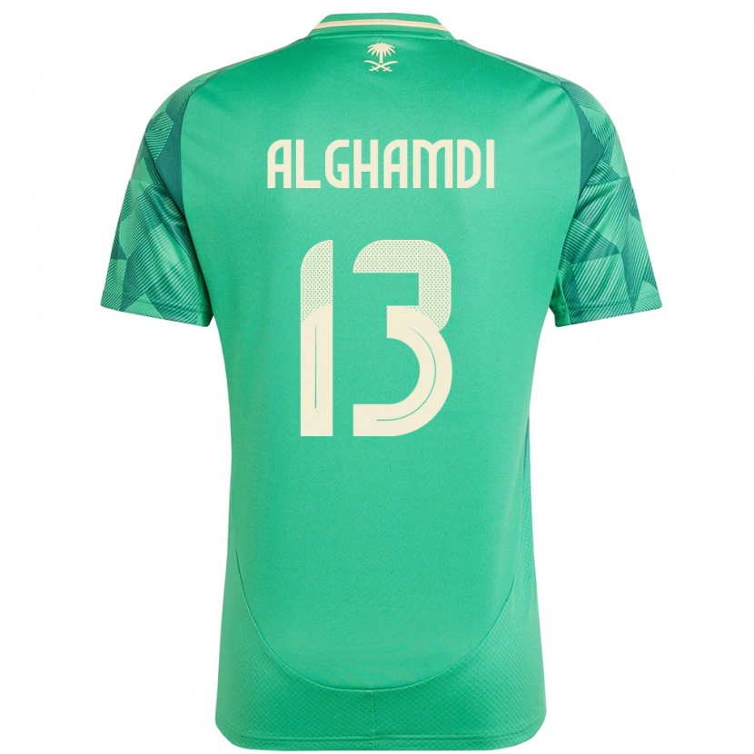 Danxen Enfant Maillot Arabie Saoudite Hazzaa Alghamdi #13 Vert Tenues Domicile 24-26 T-Shirt