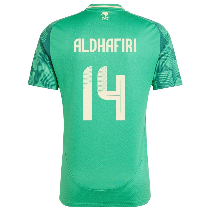 Danxen Enfant Maillot Arabie Saoudite Jathob Aldhafiri #14 Vert Tenues Domicile 24-26 T-Shirt