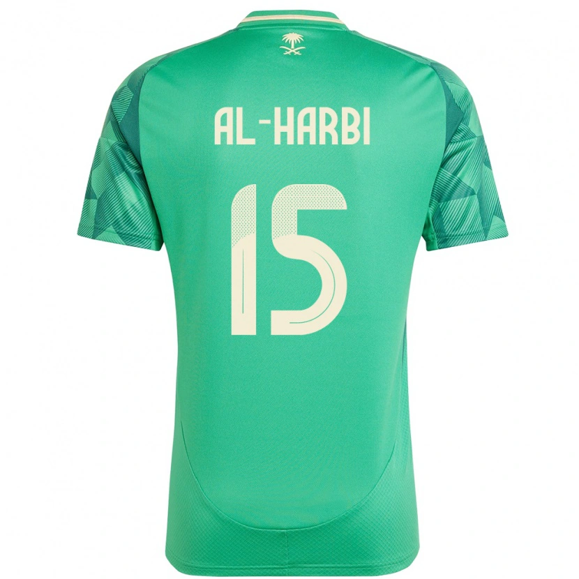 Danxen Enfant Maillot Arabie Saoudite Mashael Al Harbi #15 Vert Tenues Domicile 24-26 T-Shirt