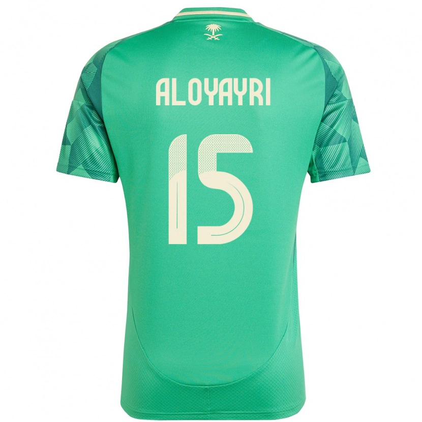 Danxen Enfant Maillot Arabie Saoudite Abdulmalik Aloyayri #15 Vert Tenues Domicile 24-26 T-Shirt