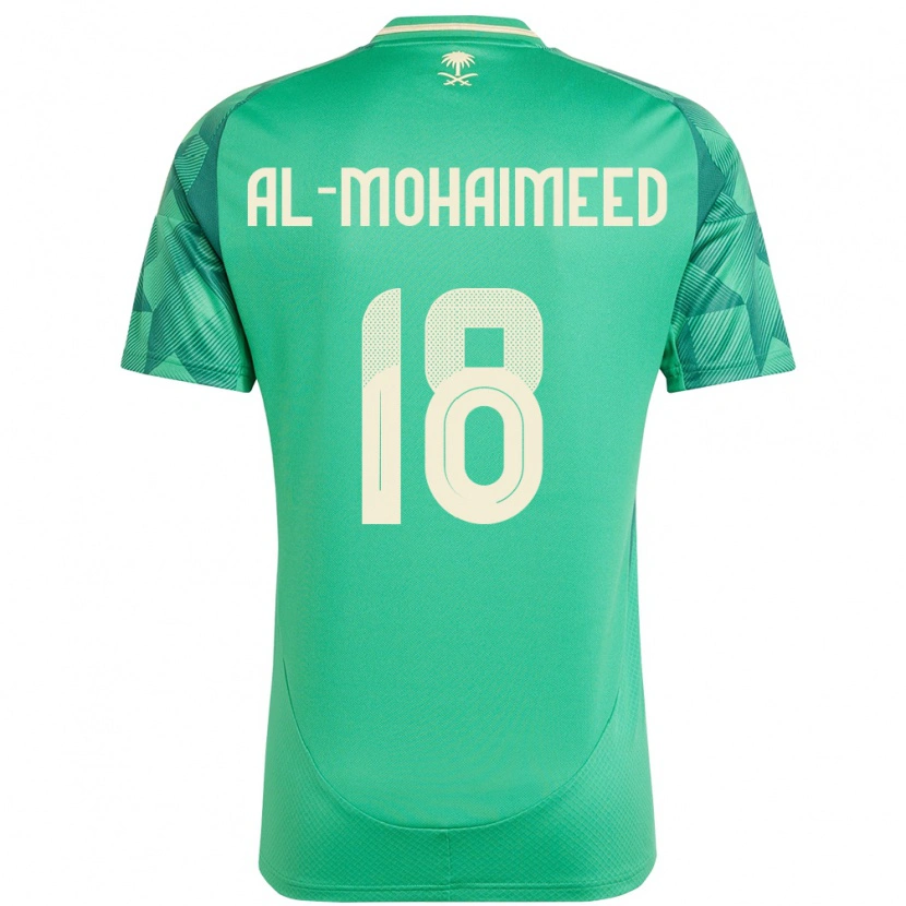 Danxen Enfant Maillot Arabie Saoudite Samer Al Mohaimeed #18 Vert Tenues Domicile 24-26 T-Shirt