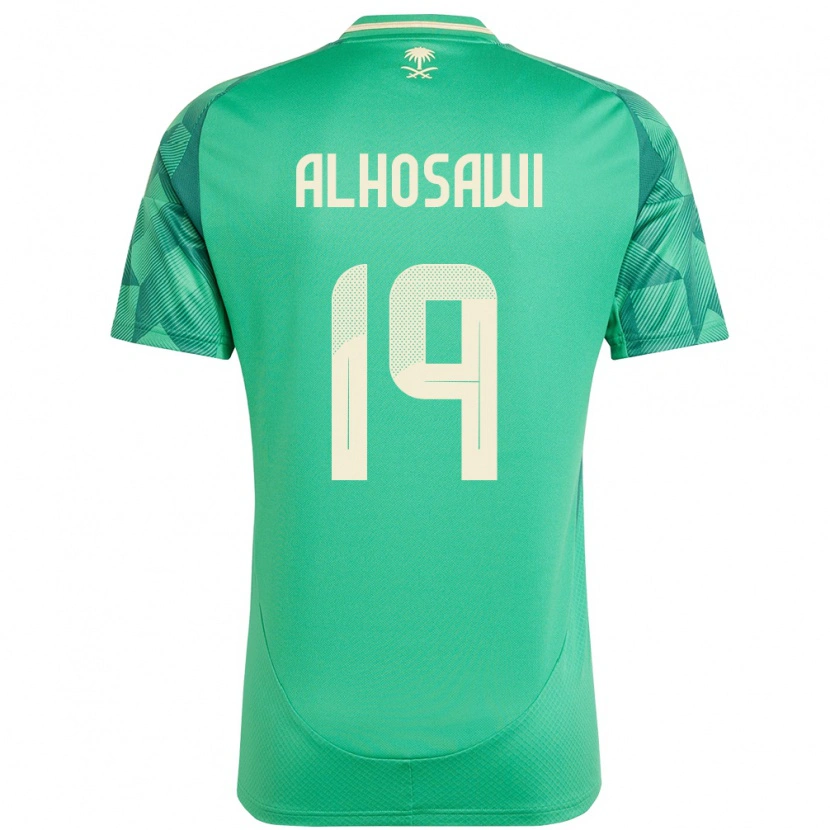 Danxen Enfant Maillot Arabie Saoudite Zakrei Alhosawi #19 Vert Tenues Domicile 24-26 T-Shirt