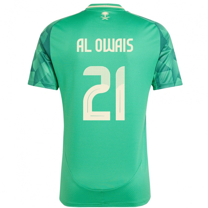 Danxen Enfant Maillot Arabie Saoudite Mohammed Al Owais #21 Vert Tenues Domicile 24-26 T-Shirt