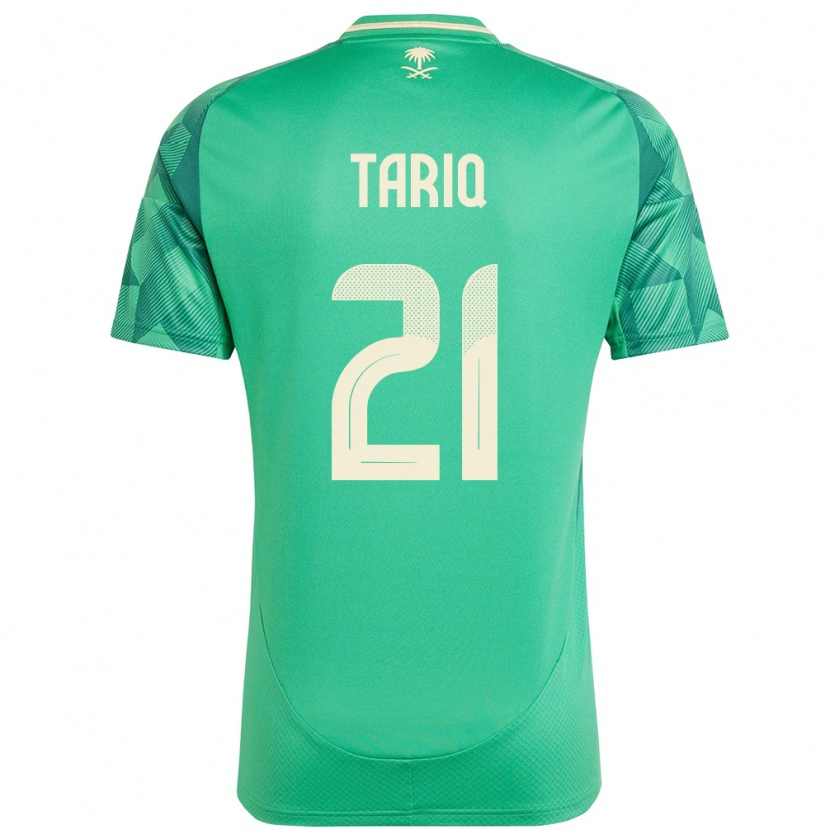 Danxen Enfant Maillot Arabie Saoudite Juri Tariq #21 Vert Tenues Domicile 24-26 T-Shirt