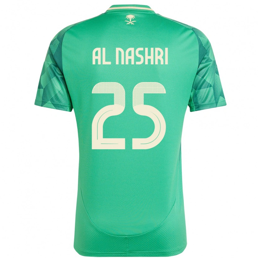 Danxen Enfant Maillot Arabie Saoudite Awad Al Nashri #25 Vert Tenues Domicile 24-26 T-Shirt