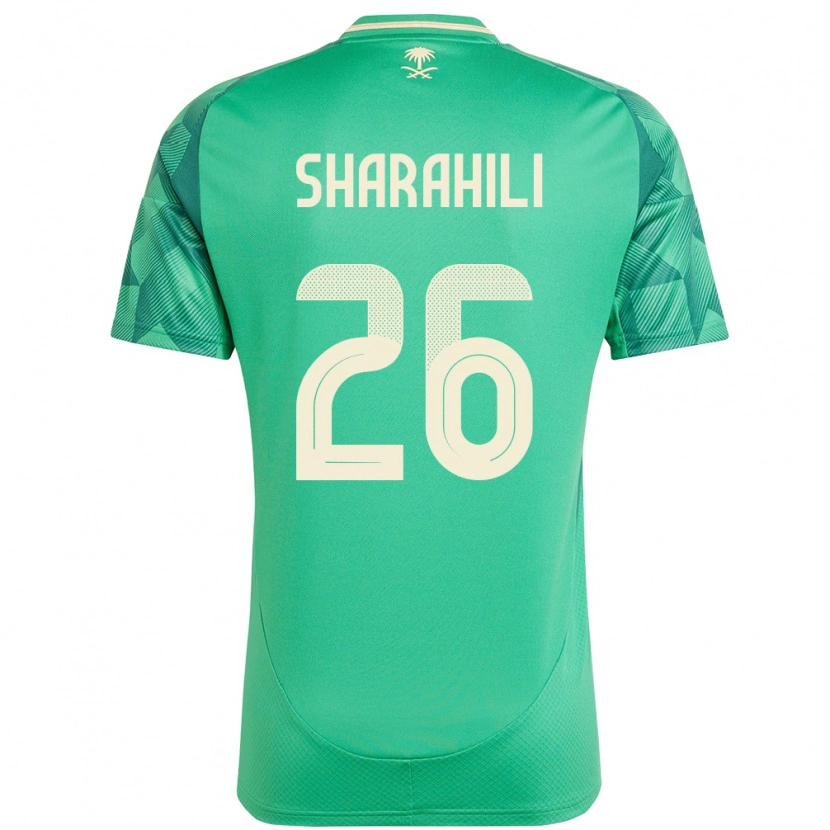 Danxen Enfant Maillot Arabie Saoudite Riyadh Sharahili #26 Vert Tenues Domicile 24-26 T-Shirt