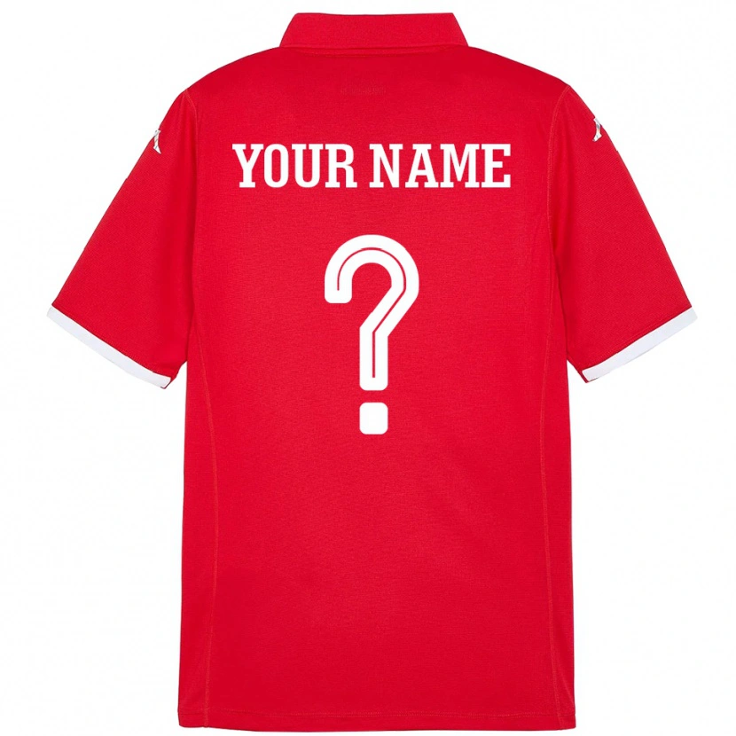 Danxen Enfant Maillot Tunisie Votre Nom #0 Rouge Tenues Domicile 24-26 T-Shirt