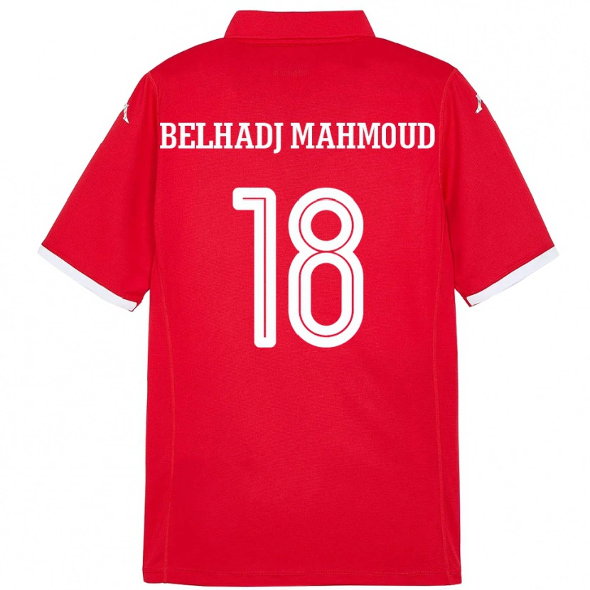 Danxen Enfant Maillot Tunisie Mohamed Belhadj Mahmoud #18 Rouge Tenues Domicile 24-26 T-Shirt