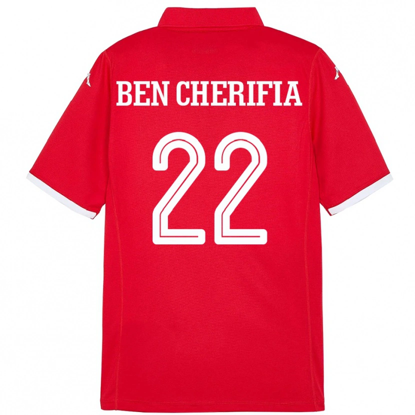 Danxen Enfant Maillot Tunisie Moez Ben Cherifia #22 Rouge Tenues Domicile 24-26 T-Shirt