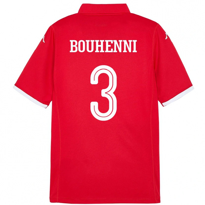 Danxen Enfant Maillot Tunisie Rayen Bouhenni #3 Rouge Tenues Domicile 24-26 T-Shirt