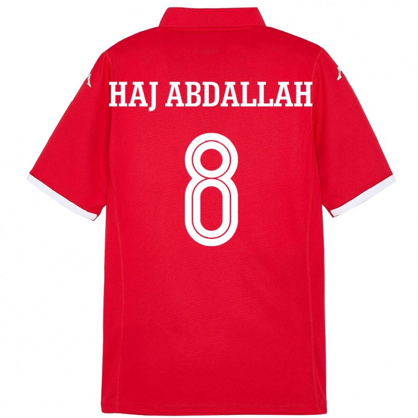 Danxen Enfant Maillot Tunisie Saifedine Haj Abdallah #8 Rouge Tenues Domicile 24-26 T-Shirt