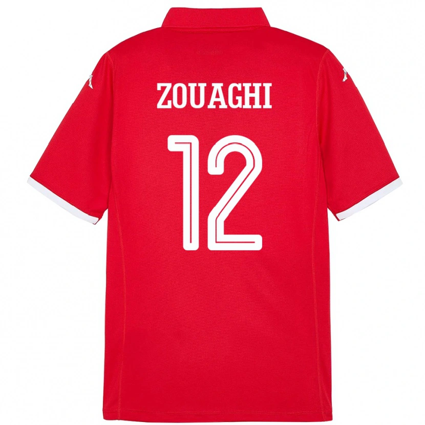 Danxen Enfant Maillot Tunisie Thomas Zouaghi #12 Rouge Tenues Domicile 24-26 T-Shirt