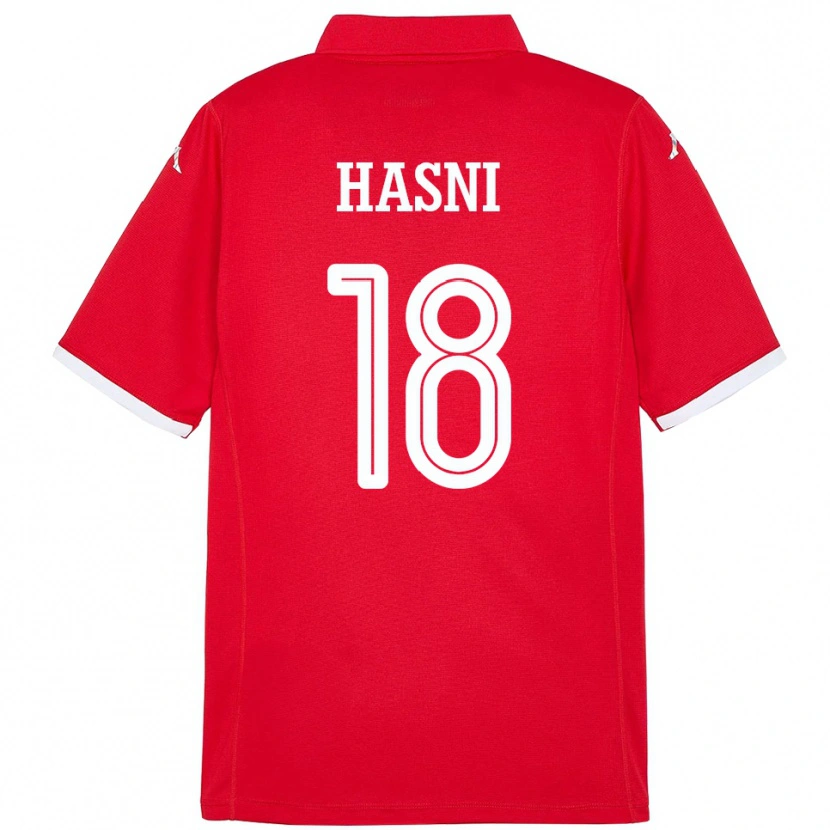 Danxen Enfant Maillot Tunisie Zinedine Hasni #18 Rouge Tenues Domicile 24-26 T-Shirt