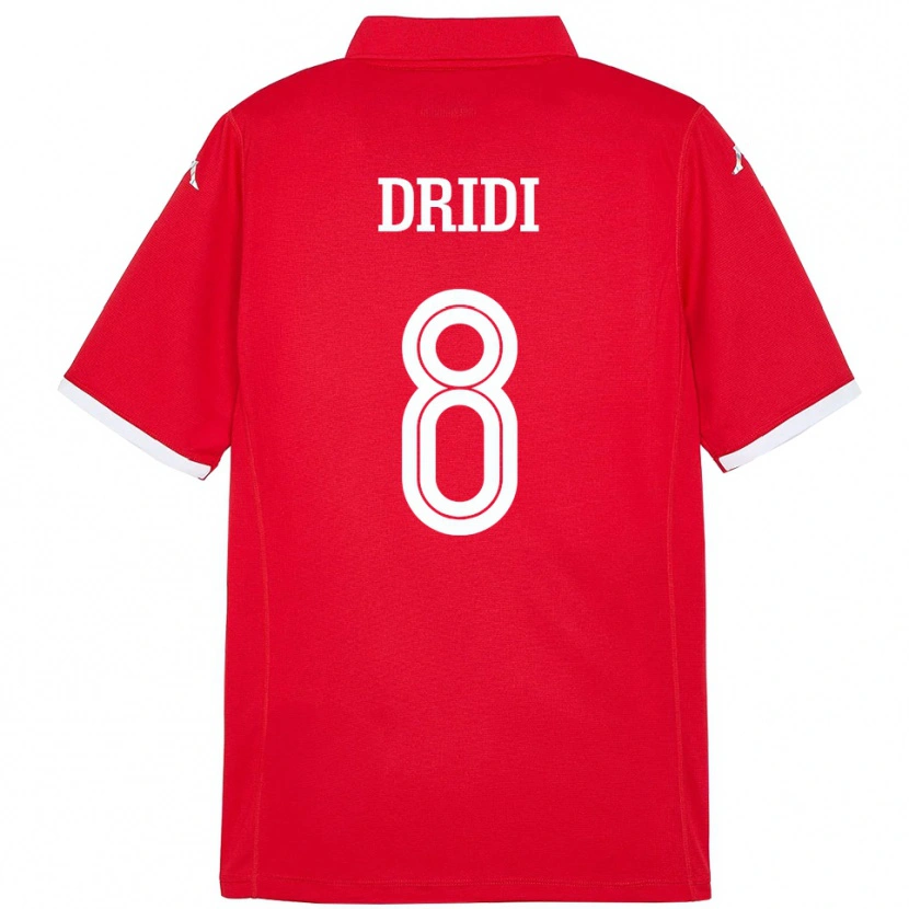 Danxen Enfant Maillot Tunisie Yassine Dridi #8 Rouge Tenues Domicile 24-26 T-Shirt