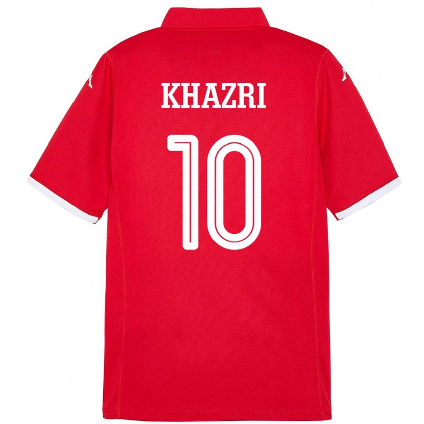 Danxen Enfant Maillot Tunisie Wahbi Khazri #10 Rouge Tenues Domicile 24-26 T-Shirt